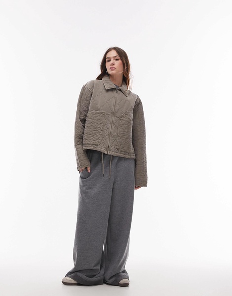 Topshop liner jacket with quilting in gray