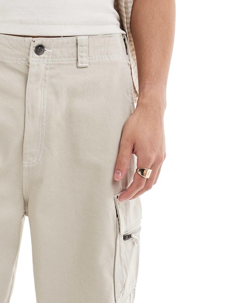 Bershka carpenter cargo shorts in beige