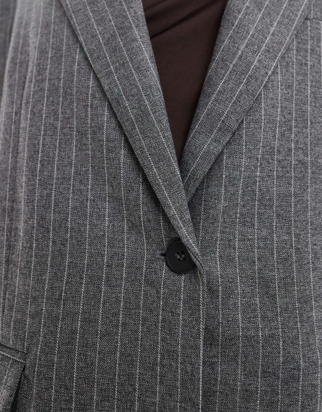 Bershka ultra oversized blazer in gray stripe