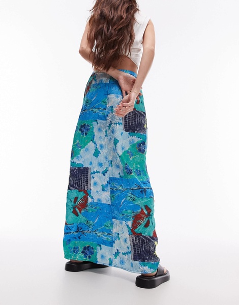 Topshop resort print maxi skirt in multi