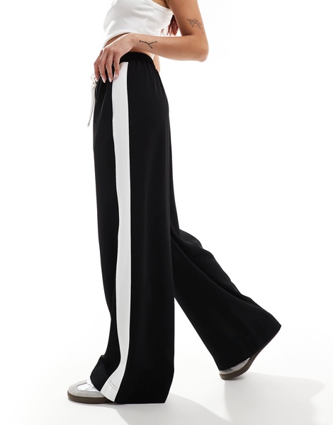ASOS DESIGN pull-on pants with contrast panel in black
