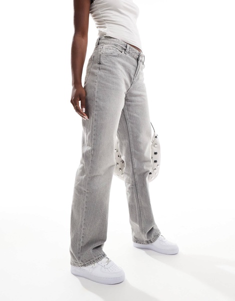 Bershka straight leg jeans in gray
