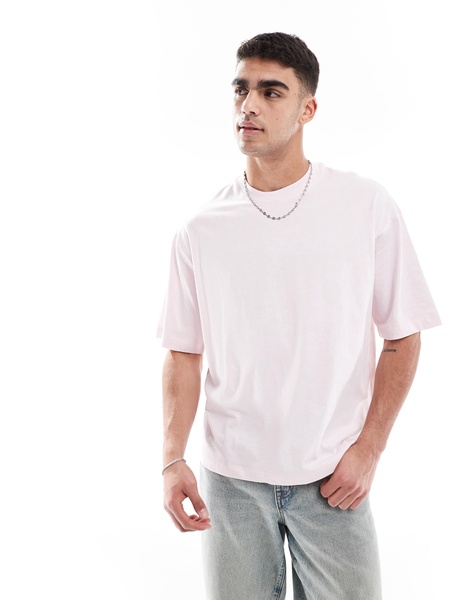 Bershka oversized T-shirt in light pink