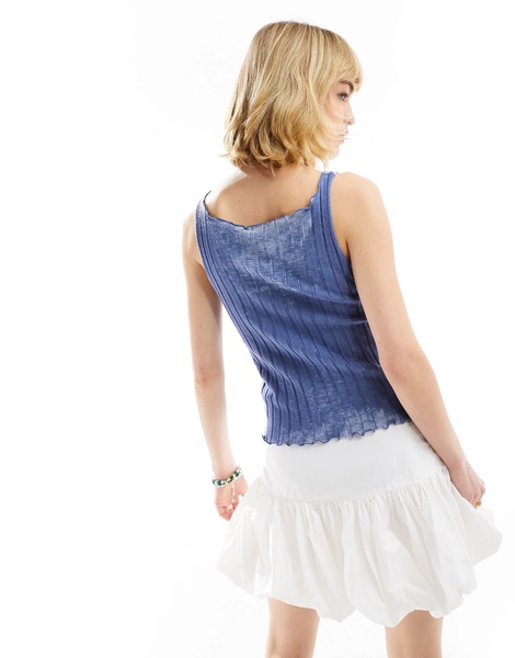 COLLUSION Y2K applique ribbed tank top in washed blue