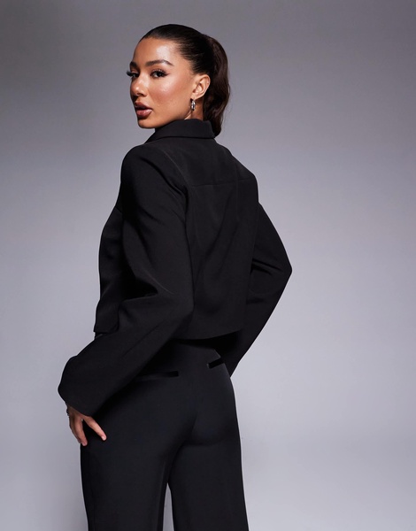 River Island zip up collar jacket in black