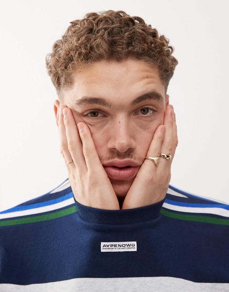 Aape By A Bathing Ape long sleeve stripe t-shirt in navy