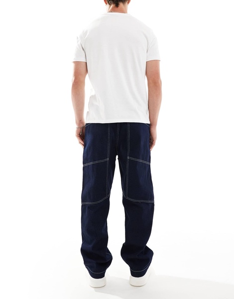 Bershka skater fit jeans in dark blue