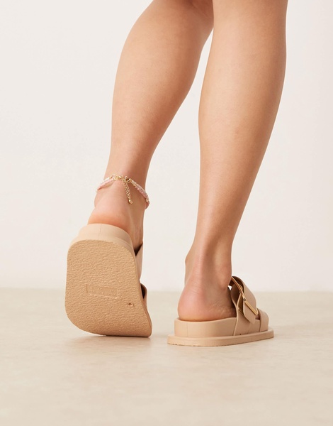 ASOS DESIGN Frozen double strap slider in beige