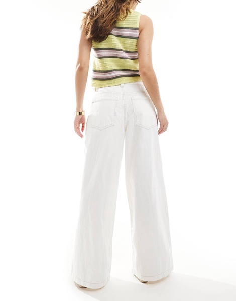 Bershka ultra wide leg jeans in white