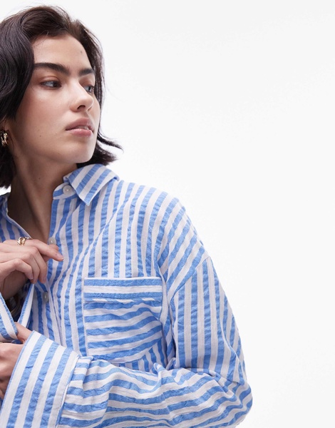 Topshop striped beach shirt in blue - part of a set