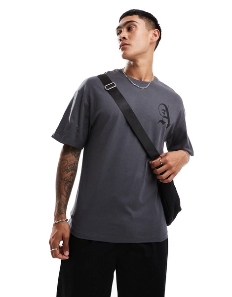 ADPT oversized T-shirt with A backprint in gray