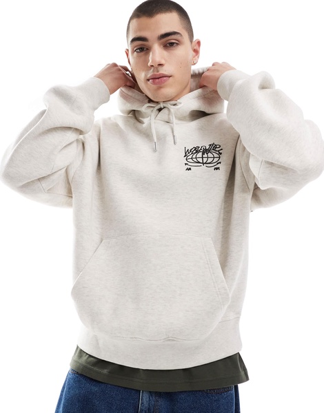Bershka city back graphic hoodie in gray