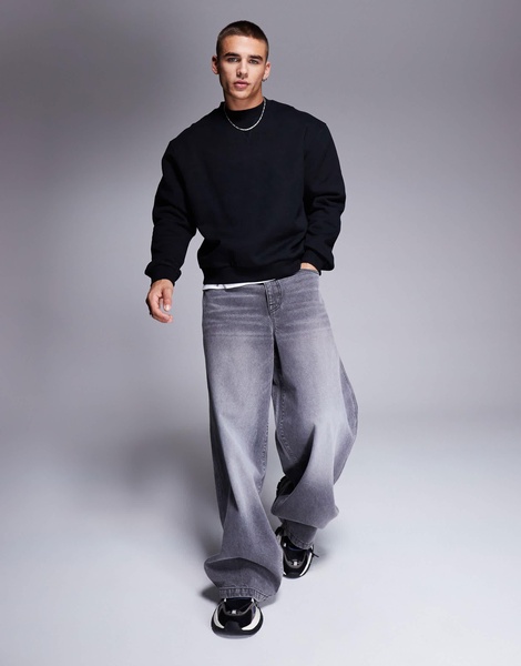 ASOS DESIGN premium heavyweight boxy oversized sweatshirt 400gsm in black