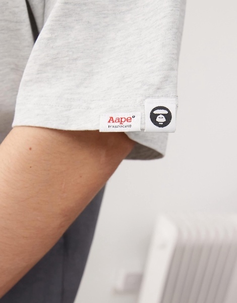 Aape By A Bathing Ape logo back print ombre t-shirt in gray multi