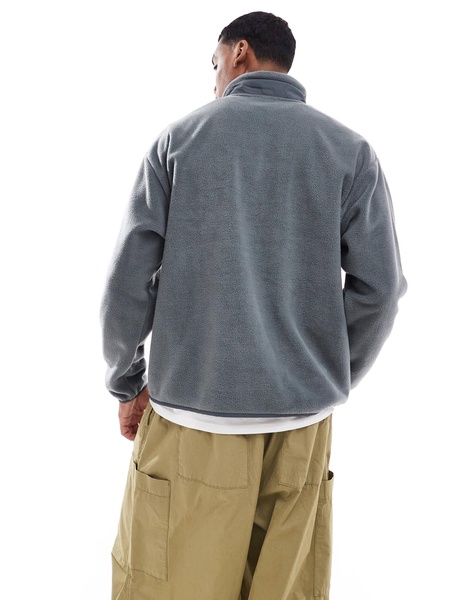 ASOS DESIGN oversized quarter zip fleece sweatshirt with chest pocket in gray