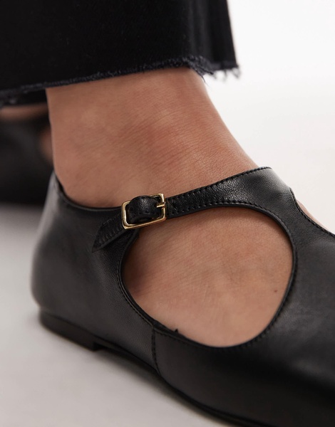 ARKET leather T-bar ballet flats in black