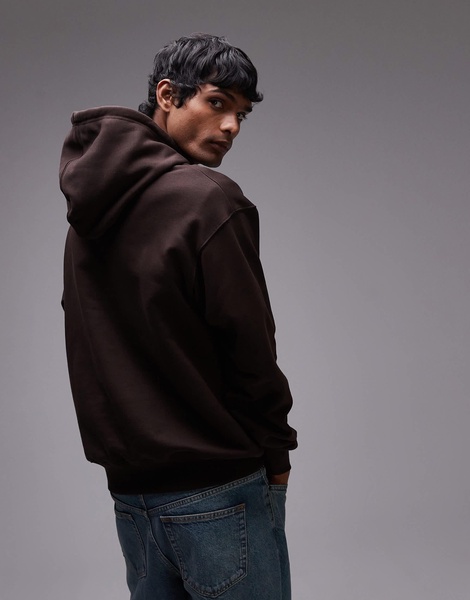 ARKET relaxed terry hoodie in dark brown