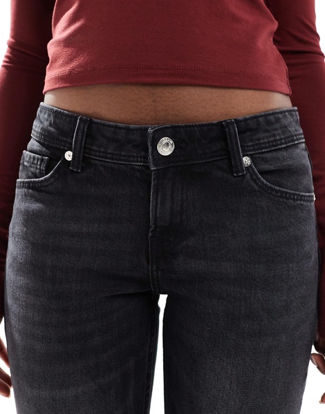 Bershka low rise flared jeans in black
