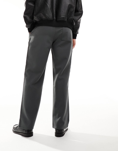 Bershka wide leg tailored pants in gray
