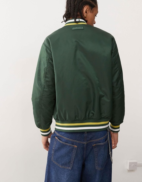 Aape By A Bathing Ape logo college varsity jacket in green