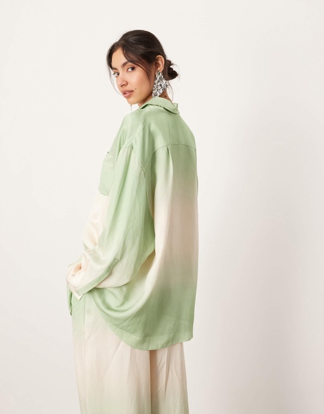ASOS EDITION oversized shirt in green ombre print - part of a set