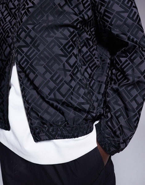 Armani Exchange all over logo hooded jacket in black