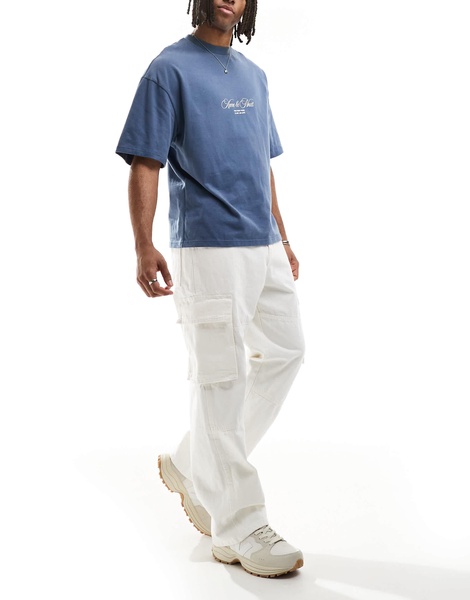 Bershka straight leg cargo pants in ecru