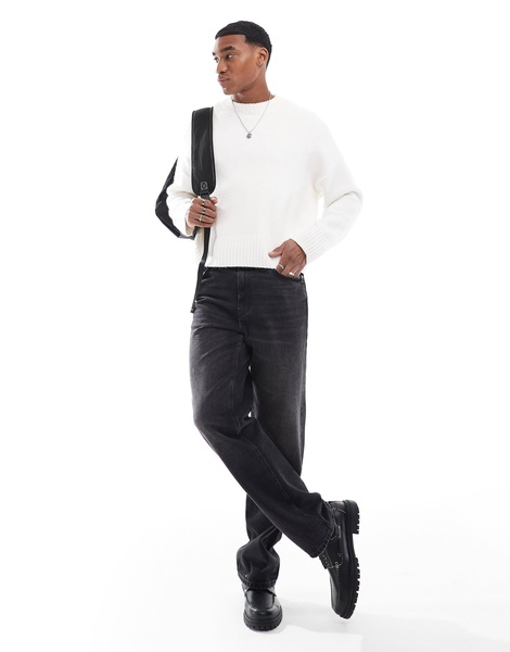 Bershka heavy knit sweater in white