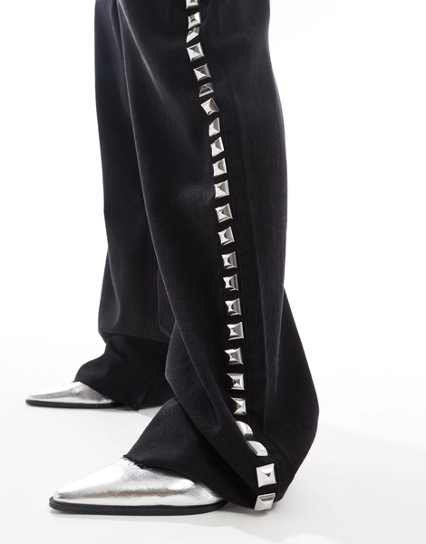 AllSaints Blake stud straight jeans in black