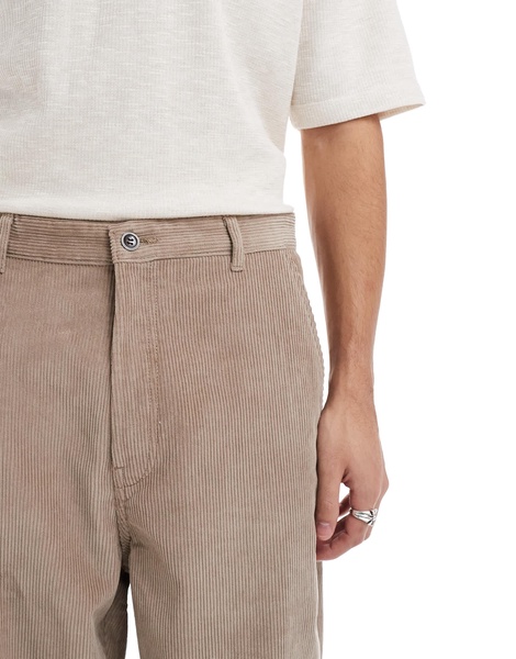 Bershka cord wide leg pants in camel