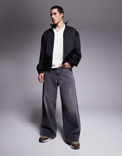 ASOS DESIGN oversized track jacket in black