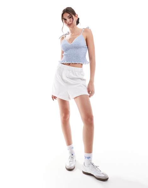 ASOS DESIGN shirred cami top in blue gingham