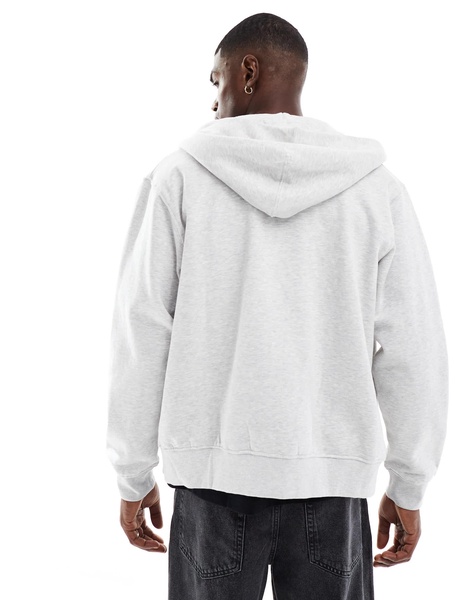 Jack & Jones oversized 400gsm heavyweight zip hoodie in light gray