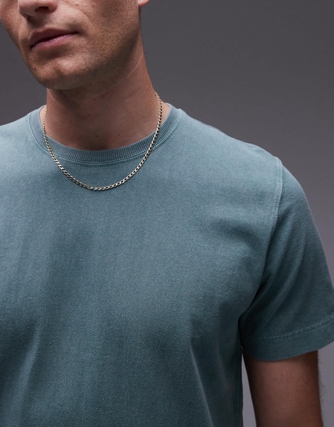 Topman regular T-shirt in washed green