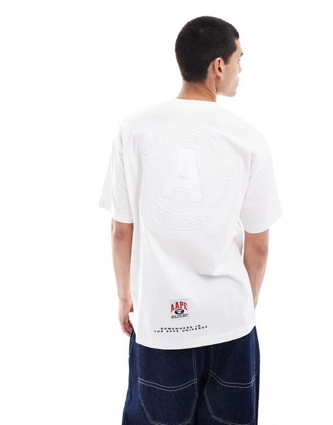 Aape by A Bathing Ape embossed logo t-shirt in white