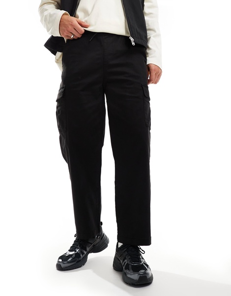 Bershka straight leg cargo pants in black