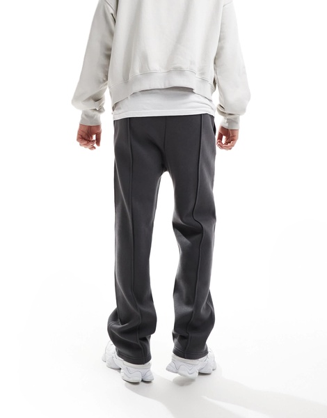Bershka wide leg pintuck sweatpants in charcoal