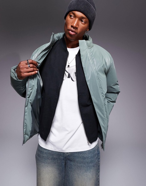 ASOS DESIGN oversized metallic puffer jacket