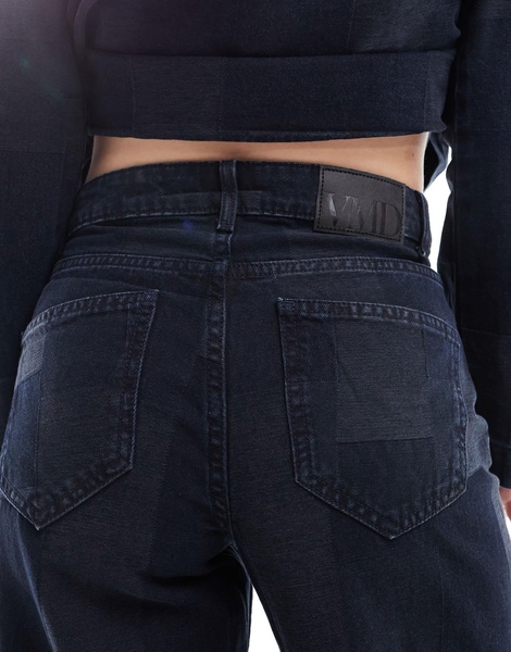 Vero Moda Remy wide leg patchwork jeans in dark blue denim - part of a set