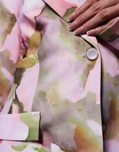 ASOS LUXE single breasted tailored suit blazer in pink floral print - part of a set