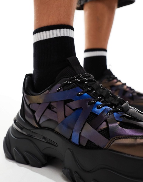 ASOS DESIGN chunky sneakers in black metallic