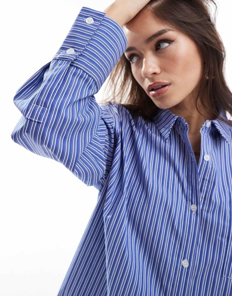 4th & Reckless oversized shirt in blue stripe - part of a set