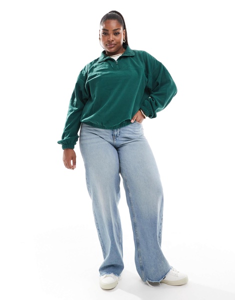 ASOS DESIGN Curve half zip fleece in forest green