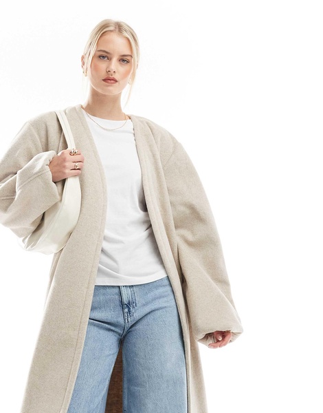 ASOS DESIGN Tall lightweight longline formal coat in oatmeal