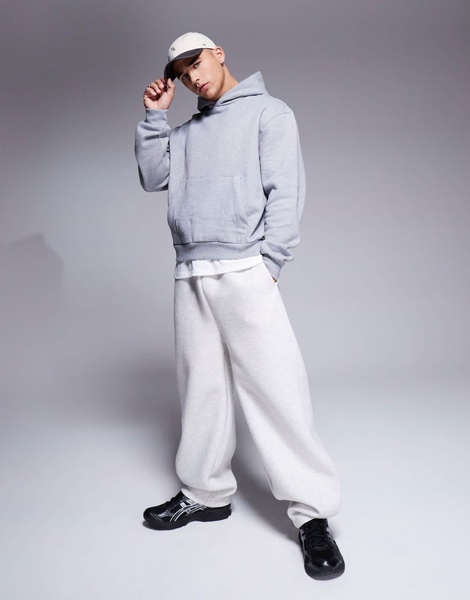 ASOS DESIGN premium heavyweight boxy oversized hoodie 400gsm in gray heather