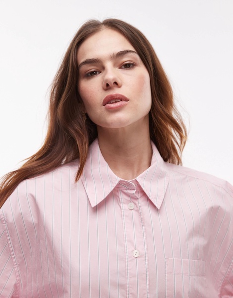 ARKET oversized shirt in pink stripes