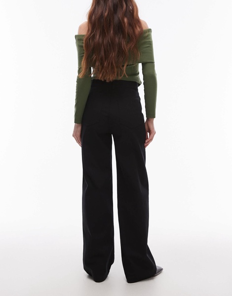 ARKET Lupine stretch cotton high rise wide leg jeans in black
