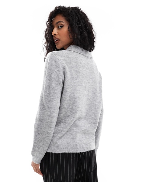 ASOS DESIGN oversized collar zip up cardigan in light gray