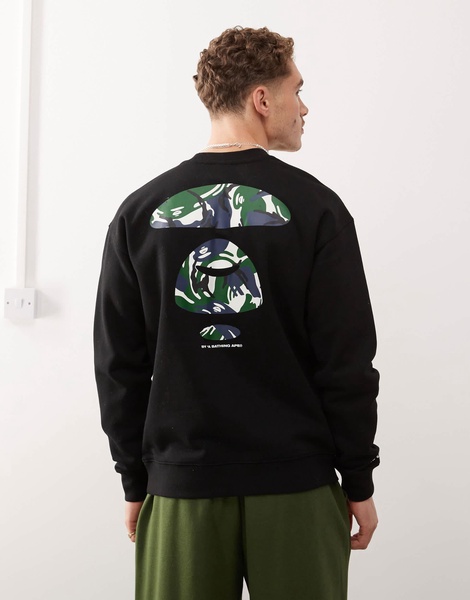 Aape By A Bathing Ape logo basic sweatshirt with camo backprint in black