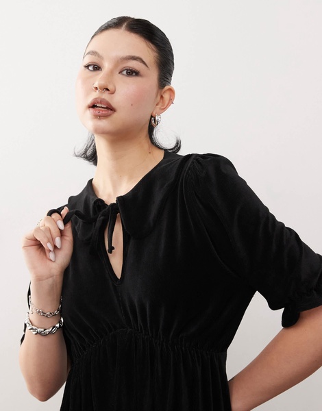 Reclaimed Vintage cord tea dress in black